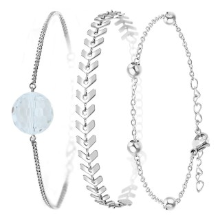 So Charm Σετ 3 Βραχιόλια διακοσμημένα με Κρύσταλλα Swarovski, Ασημί...
