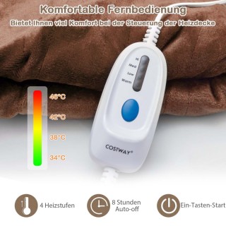 Costway Ηλεκτρική Κουβέρτα Θέρμανσης με 4 Επίπεδα Θέρμανσης και Ασ... Costway Ηλεκτρική Κουβέρτα Θέρμανσης με 4 Επίπεδα Θέρμανσης και Ασ...
