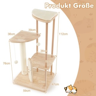 Costway  Πολυλειτουργικό Δέντρο Γάτας με Ανθεκτική Κατασκευή και Φυ...