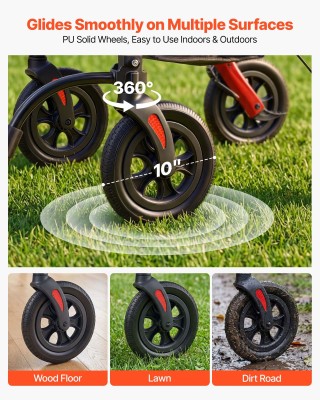 VEVOR Περιπατητήρας και Καροτσάκι 2 σε 1 για Ηλικιωμένους, Πτυσσόμε...