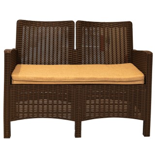 Galileo Σετ κήπου 4 θέσεων με μπεζ μαξιλάρια από πλαστικό PP σε καφ...