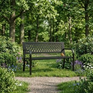 MULTIGARDEN Μεταλλικό παγκάκι κήπου με διάτρητη πλάτη 120x50 εκ. μα...