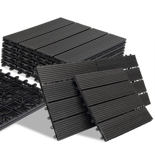 BAKAJI  Σετ 11 Πλακάκια Δαπέδου WPC για Κήπο Εξωτερικού Χώρου 30x30...