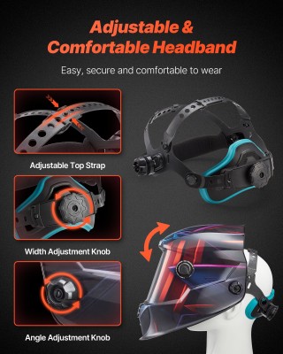 VEVOR Ηλεκτρονική Μάσκα Συγκόλλησης με Μεγάλη Οθόνη 100x80 mm και Α...