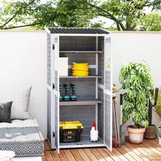 Outsunny Ξύλινη Κήπου με Ρυθμιζόμενα Ράφια, Δύο Πόρτες με Κλείδωμα ...