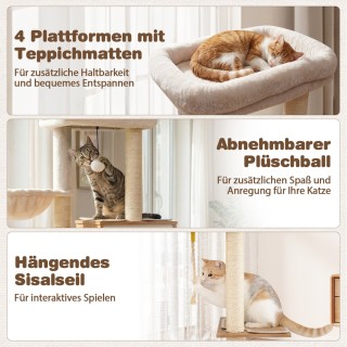 Costway 148 εκ. Ύψος Σύγχρονος Ονυχοδρόμιο με Στύλους Σιζάλ & Σπηλι...