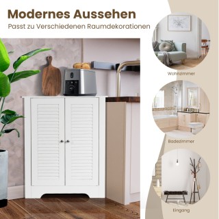 Costway Γωνιακή Ντουλάπα με Πόρτα Λαμέλας & Ρυθμιζόμενο Ράφι Λευκή ...