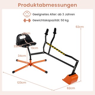 Costway Περιστρεφόμενος Μεταλλικός Εκσκαφέας για Παιδιά, 360° Κάθι... Costway Περιστρεφόμενος Μεταλλικός Εκσκαφέας για Παιδιά, 360° Κάθι...