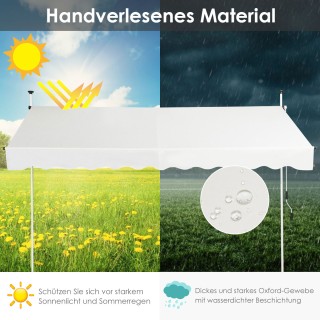 Costway Ρυθμιζόμενη Τέντα με Χειροκίνητη Μανιβέλα, 250 x 120 εκ., Μ...