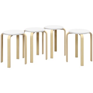 HOMCOM Σετ 4 Στρογγυλά Σκαμπό Στοιβαζόμενα σε Λευκό Ξύλο, Ø40x45 εκ... HOMCOM Σετ 4 Στρογγυλά Σκαμπό Στοιβαζόμενα σε Λευκό Ξύλο, Ø40x45 εκ...