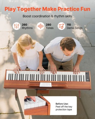 VEVOR 88 Πλήκτρων Πλήρως Ζυγισμένο Ψηφιακό Πιάνο με Διαστάσεις Η349...