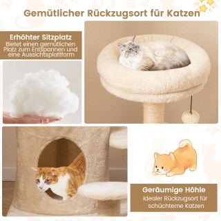 Costway Πύργος Γάτας από Ξύλο 102cm με Πολλαπλά Επίπεδα, Σπηλιά και...