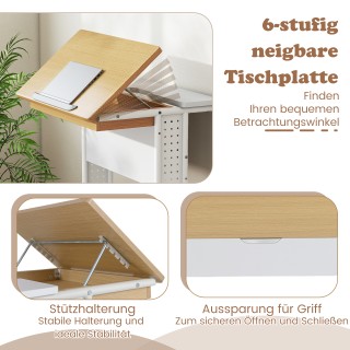 Costway Γραφείο Υπολογιστή με Κλίση & Ροδάκια – Ιδανική Επιφάνεια γ...