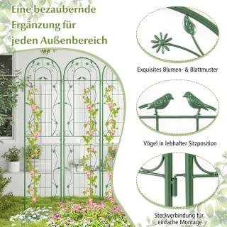 Costway  Σετ 2τεμ Μεταλλικές Περγκολές - Πράσινη Διακοσμητική Ανάπτ...