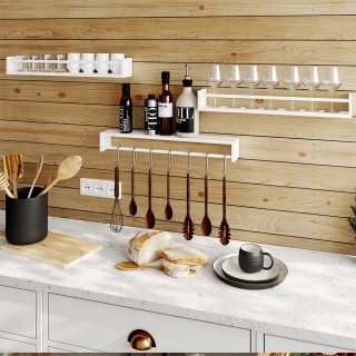 BAKAJI Σετ 3 Ξύλινα Ράφια Τοίχου Εξοικονόμησης Χώρου Λευκή Ραφιέρα... BAKAJI Σετ 3 Ξύλινα Ράφια Τοίχου Εξοικονόμησης Χώρου Λευκή Ραφιέρα...