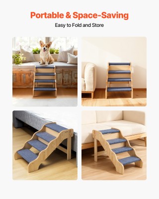 VEVOR Ξύλινες Σκάλες Κατοικίδιων, 4 Σκαλοπάτια για Κρεβάτι, Καναπέ ...