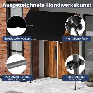 Costway  Ανοιγόμενη Τέντα Μπαλκονιού Χωρίς Τρύπημα, Με Χειροκίνητη ...