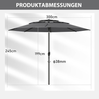 Costway Αντιανεμική Γκρι Ομπρέλα Κήπου με Μανιβέλα 3 Επιπέδων NP123... Costway Αντιανεμική Γκρι Ομπρέλα Κήπου με Μανιβέλα 3 Επιπέδων NP123...