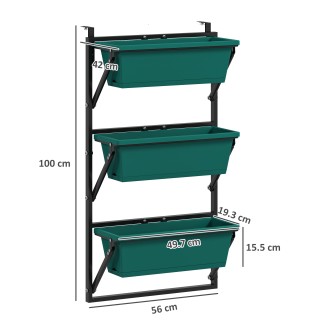 Outsunny Κάθετη Εξωτερική Ζαρντινιέρα με 3 Πλαστικές Γλάστρες για Φ...