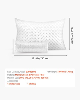 VEVOR Μαξιλάρι Ύπνου, King Size με Μνήμη Αφρού & Πολυεστερικές Ίνες... VEVOR Μαξιλάρι Ύπνου, King Size με Μνήμη Αφρού & Πολυεστερικές Ίνες...