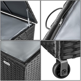 BAKAJI Κουτί Αποθήκευσης Κήπου Πολυρατάν Αδιάβροχο με 2 Ρόδες Μαύρ... BAKAJI Κουτί Αποθήκευσης Κήπου Πολυρατάν Αδιάβροχο με 2 Ρόδες Μαύρ...