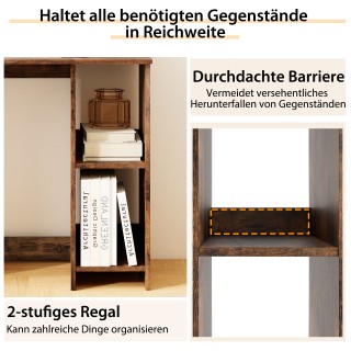 Costway Μικρό Γραφείο με 2 Θήκες Υπολογιστή 80 x 40 x 74 εκ Καφέ CB...