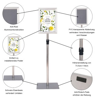 Costway Διπλό Σετ Επιδαπέδιας Παρουσίασης Α4 με Βαριά Βάση, Ανθεκτι...