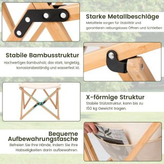 Costway Σετ 2 Πτυσσόμενες Καρέκλες Πεταλούδα από Μπαμπού NP10906BE-2 Costway Σετ 2 Πτυσσόμενες Καρέκλες Πεταλούδα από Μπαμπού NP10906BE-2