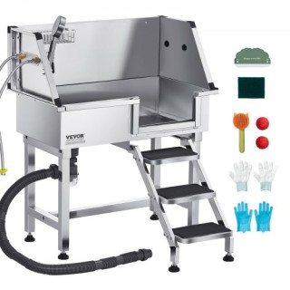 VEVOR Μπανιέρα Καλλωπισμού Σκύλων με Σκάλες και Ντους BXGCWYG34CZJF...