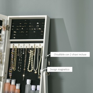 HOMCOM Ντουλάπι κοσμημάτων με καθρέφτη, κλειδαριά και διοργανωτή γι...