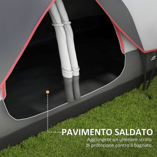 Outsunny Σκηνή Κάμπινγκ 6 Ατόμων με 2 Ξεχωριστά Δωμάτια, Πολυεστέρα...