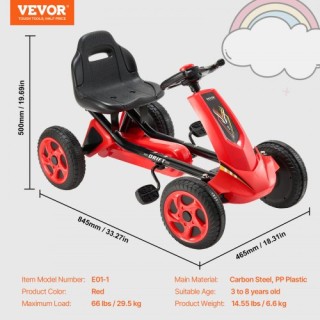VEVOR  Παιδικό Ποδήλατο Go Kart 4 Τροχών με Ρυθμιζόμενο Κάθισμα Κόκ...