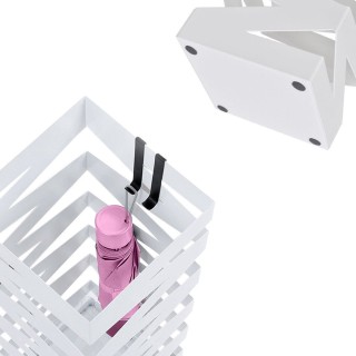 BAKAJI  Σταντ Ομπρελοθήκης Σιδερένιο Τετράγωνο Λευκό με Δοχείο Συλλ...