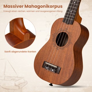 Costway Σετ Γιουκαλίλι 21 ιντσών από Μαόνι με Θήκη Μεταφοράς, Πλέκτ...