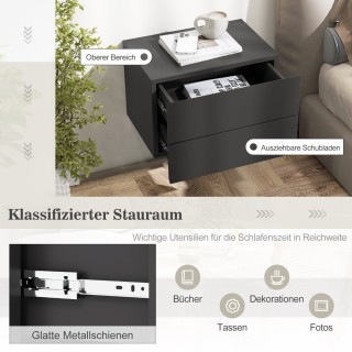 Επιτοίχιο Κομοδίνο με 2 Συρτάρια 42 x 30 x 28cm Γκρι Σκούρο HU10886... Επιτοίχιο Κομοδίνο με 2 Συρτάρια 42 x 30 x 28cm Γκρι Σκούρο HU10886...