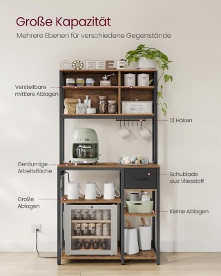 VASAGLE Ραφιέρα Κουζίνας με Πρίζες, Ρυθμιζόμενα Ράφια, Υφασμάτινο Σ... VASAGLE Ραφιέρα Κουζίνας με Πρίζες, Ρυθμιζόμενα Ράφια, Υφασμάτινο Σ...