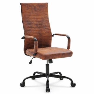 BAKAJI Βιομηχανική Καρέκλα Γραφείου από Συνθετικό Δέρμα με Περιστρε...