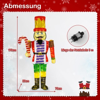 Costway 170 εκ. Χριστουγεννιάτικη Φιγούρα Καρυοθραύστης με Ζαχαροκά...