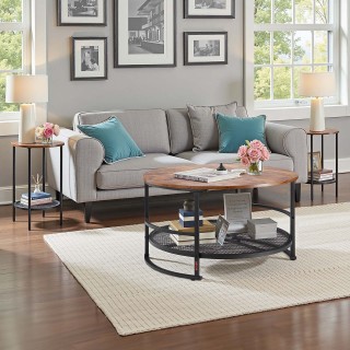 VEVOR Σετ 3 Στρογγυλών Τραπεζιών Καφέ, Βιομηχανικού Σχεδιασμού με Μ...