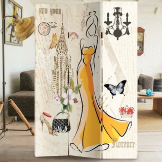 BAKAJI  Παραβάν 3 Πάνελ με Εκτύπωση Μπρος-Πίσω Fashion NY Paris Δια...