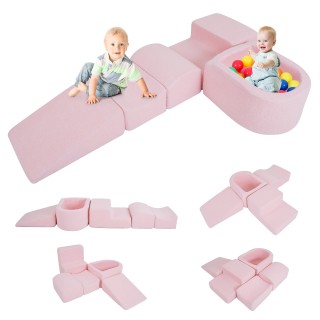 Costway Πενταμελές Σετ Μαλακών Αφρώδεις Μπλοκ για Μικρά Παιδιά με Π...