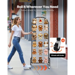 VEVOR Σετ Δύο Πάνελ Γκριλ Τοίχου με Ρόδες & Γαντζάκια (600 x 1640 m...