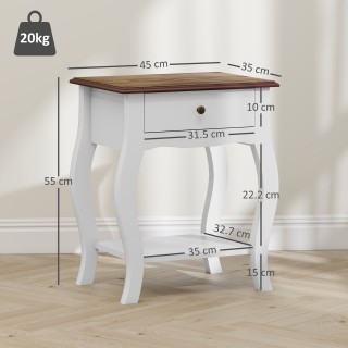 HOMCOM Κομοδίνο με Συρτάρι και Ανοιχτό Ράφι σε Γαλλικό Στυλ από Ξύλ...