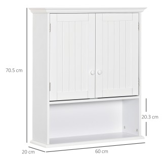 Kleankin Λευκό Κρεμαστό Ντουλάπι για Νιπτήρα με Διπλό Ντουλάπι, Ρυθ...