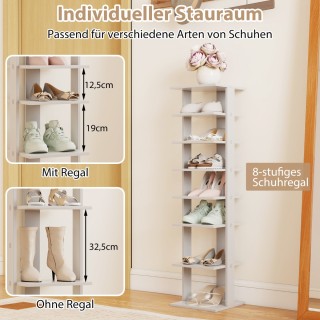 Costway  Ξύλινη Παπουτσοθήκη 28,5 x 25,5 x 110 cm με 8 Στάδια Ρύθμι...