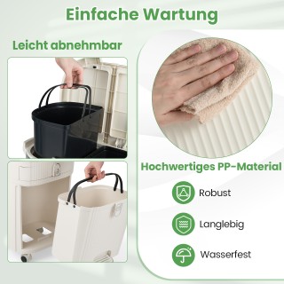 Costway Κάδος Απορριμμάτων Κουζίνας 42L με Καπάκι και 3 Στάδια Διαλ...