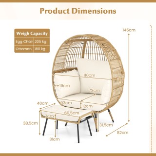 Costway Λευκή XXL Πολυθρόνα Ρατάν Κήπου με Υποπόδιο και Μαξιλάρια H... Costway Λευκή XXL Πολυθρόνα Ρατάν Κήπου με Υποπόδιο και Μαξιλάρια H...