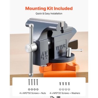 VEVOR Φορητή Μέγγενη 4.5, Με Περιστρεφόμενη Βάση 270°, Γρήγορη Απελ...