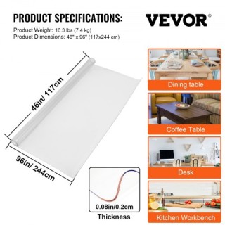 VEVOR Προστατευτικό Τραπεζομάντηλο PVC 117x244 εκ. ZD1170X2440X2MM01V0 VEVOR Προστατευτικό Τραπεζομάντηλο PVC 117x244 εκ. ZD1170X2440X2MM01V0