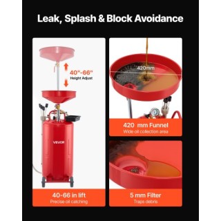VEVOR Φορητή Δεξαμενή Αποστράγγισης Λαδιού 79.5L με Ρυθμιζόμενο Χων...